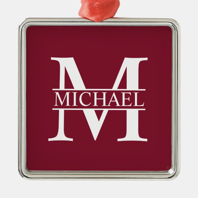 Personalized Monogram and Name Metal Ornament (Front)