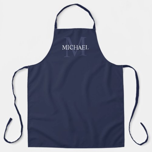 Personalized Monogram and Name Navy Blue Apron