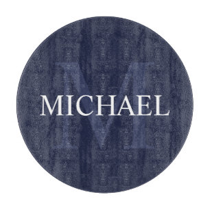 Personalized Monogram and Name Navy Blue Cutting Board
