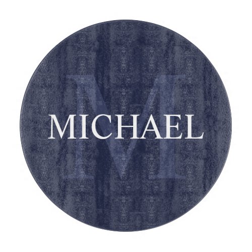 Personalized Monogram and Name Navy Blue Cutting Board