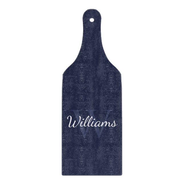Personalized Monogram and Name Navy Blue Cutting Board (Front)