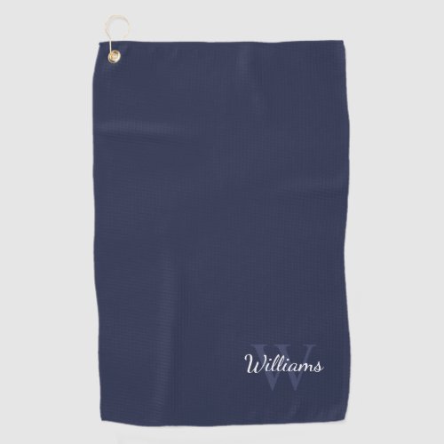 Personalized Monogram and Name Navy Blue Golf Towel