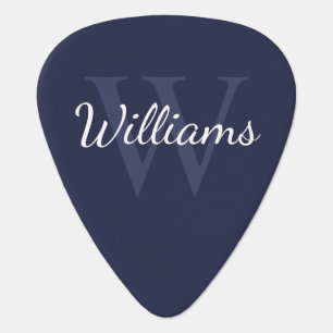Personalized Monogram and Name Navy Blue Guitar Pick