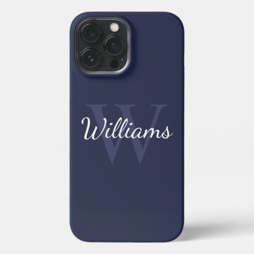 Personalized Monogram and Name Navy Blue iPhone 13 Pro Max Case