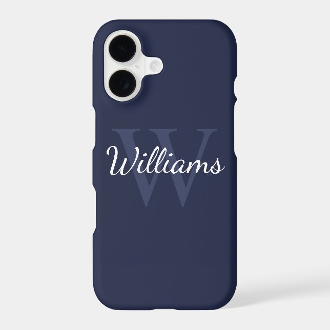 Personalized Monogram and Name Navy Blue Iphone Case (Back)