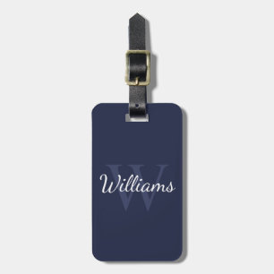 Personalized Monogram and Name Navy Blue Luggage Tag