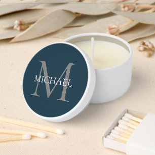 Personalized Monogram and Name Navy Blue Mini Candle Favors