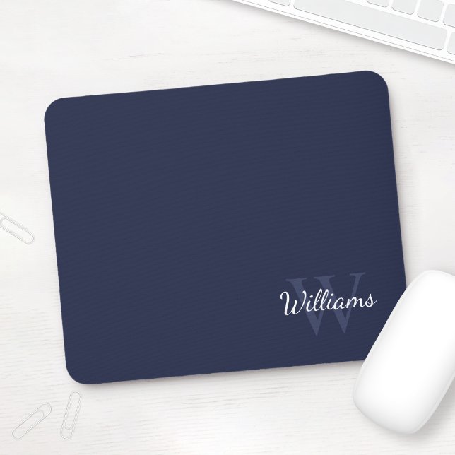 Personalized Monogram and Name Navy Blue Mouse Pad (Creator Uploaded)
