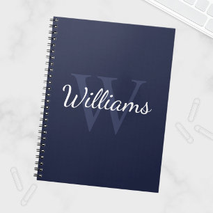 Personalized Monogram and Name Navy Blue Notebook