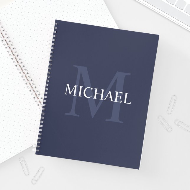 Personalized Monogram and Name Navy Blue Notebook (Creator Uploaded)