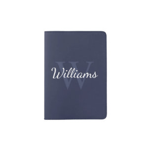 Personalized Monogram and Name Navy Blue Passport Holder