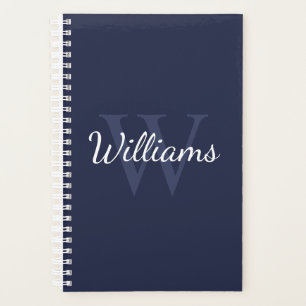 Personalized Monogram and Name Navy Blue Planner