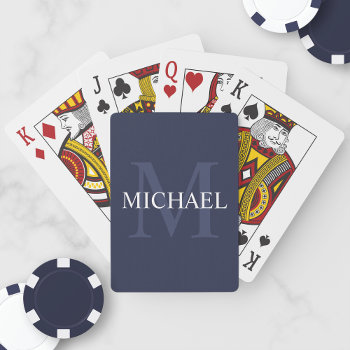 Personalized Monogram And Name Navy Blue Playing Cards by manadesignco at Zazzle