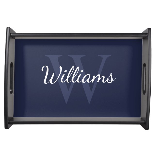 Personalized Monogram and Name Navy Blue Serving Tray (Front)