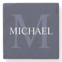 Personalized Monogram and Name Navy Blue Stone Coaster Personalized Monogram and Name Navy Blue Stone Coaster