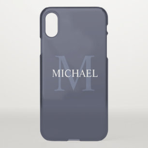 Personalized Monogram and Name Navy Blue iPhone XS Case