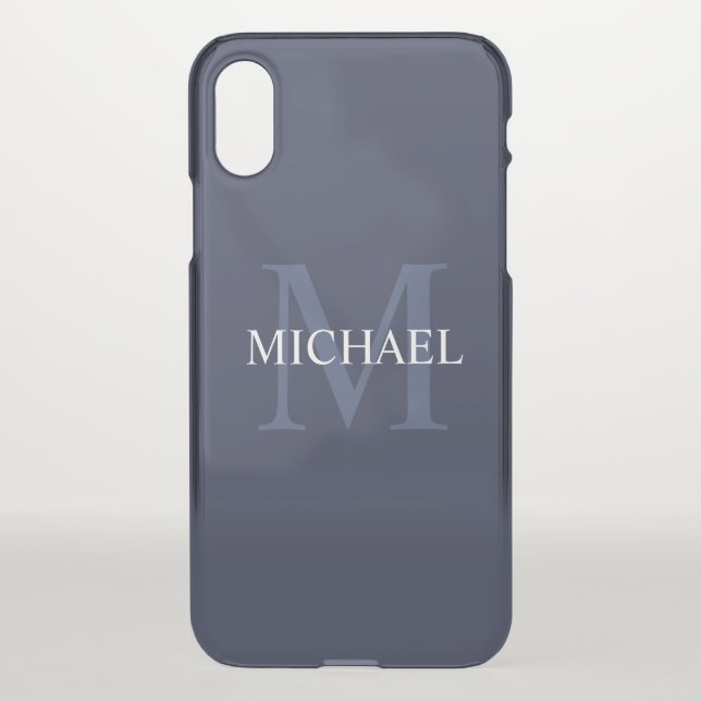 Personalized Monogram and Name Navy Blue Uncommon iPhone Case (Back)