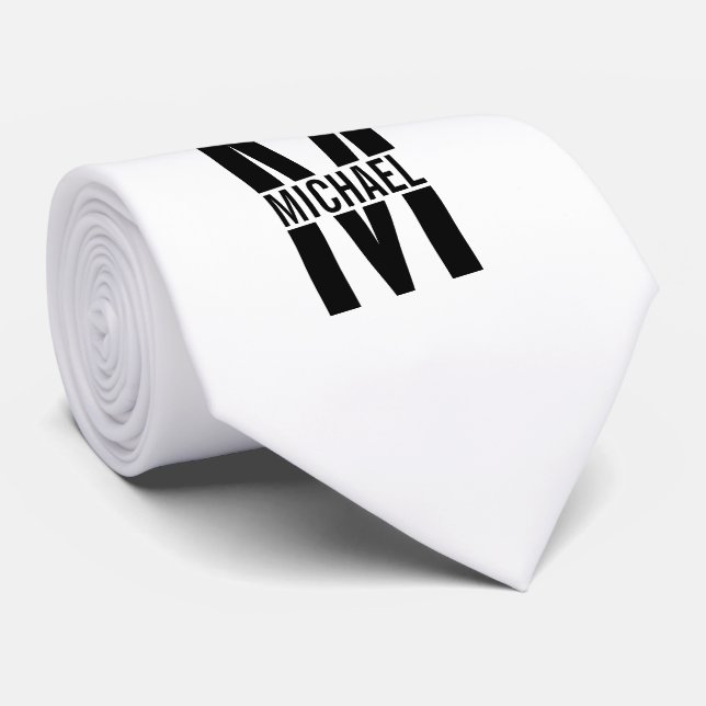 Personalized Monogram and Name Neck Tie (Rolled)