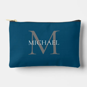 Personalized Monogram and Name Ocean Blue Accessory Pouch