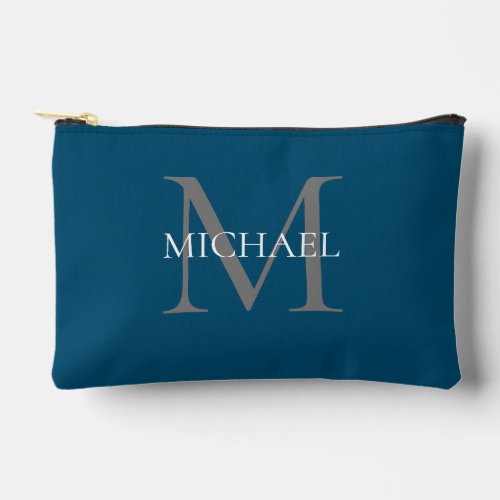 Personalized Monogram and Name Ocean Blue Accessory Pouch