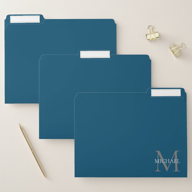 Personalized Monogram and Name Ocean Blue File Folder (Set)