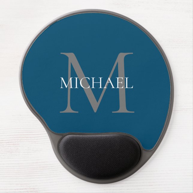 Personalized Monogram and Name Ocean Blue Gel Mouse Pad (Front)