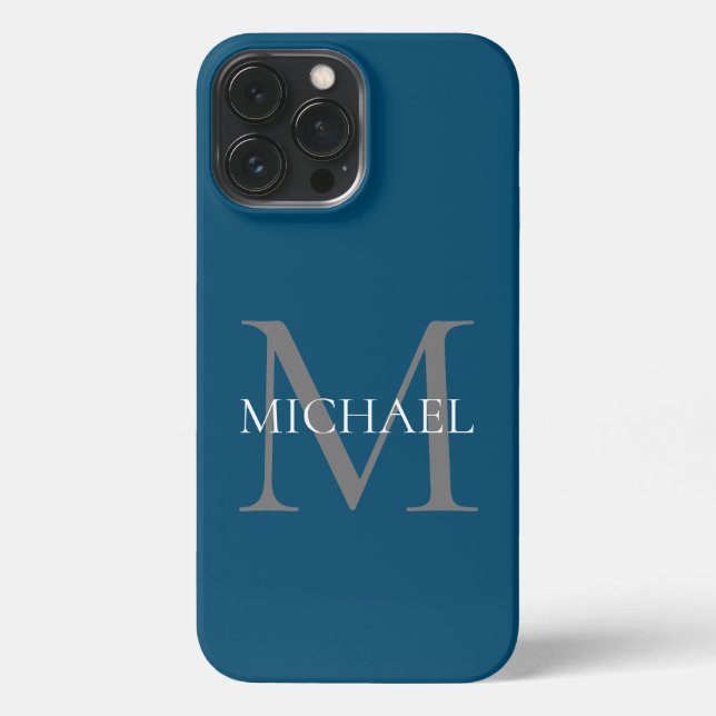 Personalized Monogram and Name Ocean Blue iPhone Case (Back)