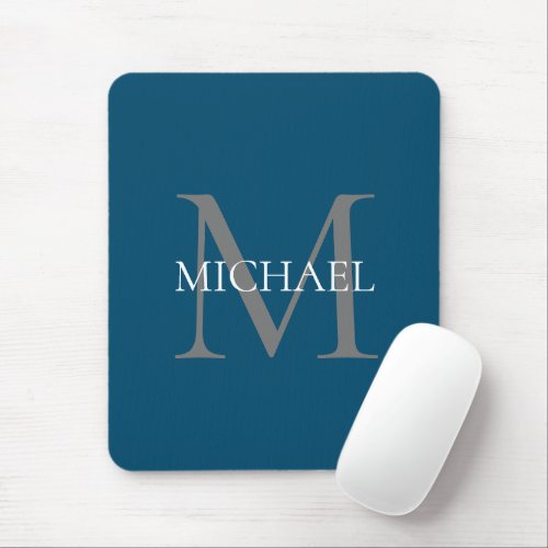Personalized Monogram and Name Ocean Blue Mouse Pad