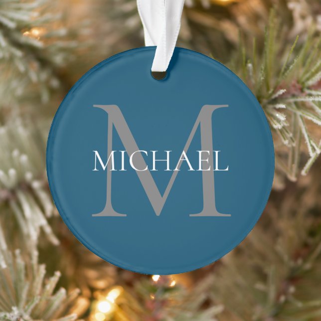 Personalized Monogram and Name Ocean Blue Ornament (Tree)