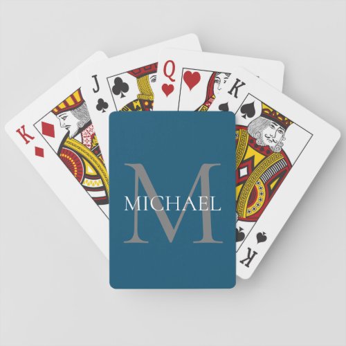 Personalized Monogram and Name Ocean Blue Playing Cards