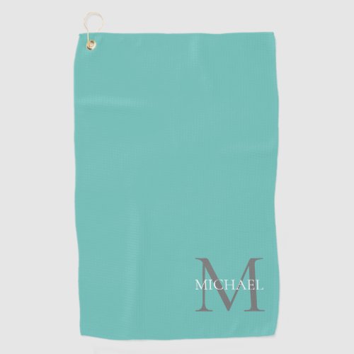 Personalized Monogram and Name Ocean Light Teal Golf Towel