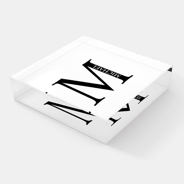 Personalized Monogram and Name Paperweight (Angled)