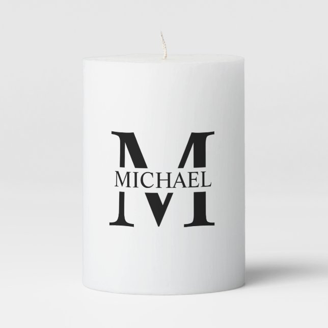 Personalized Monogram and Name Pillar Candle (Front)
