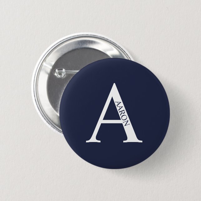 Personalized Monogram and Name Pinback Button (Front & Back)