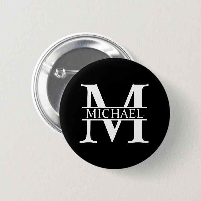 Personalized Monogram and Name Pinback Button (Front & Back)