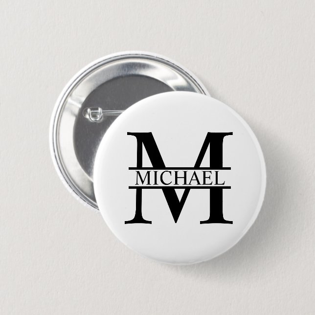 Personalized Monogram and Name Pinback Button (Front & Back)