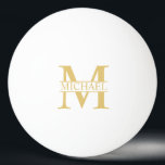 Personalized Monogram and Name Ping Pong Ball<br><div class="desc">Personalized Monogram and Name Gifts featuring personalized gold monogram in classic serif font style with box of name in the middle of monogram on white background. Perfect as father's day gifts for dad, gifts for grandfather, husband and more. Please note : The foil details are simulated in the artwork. No...</div>
