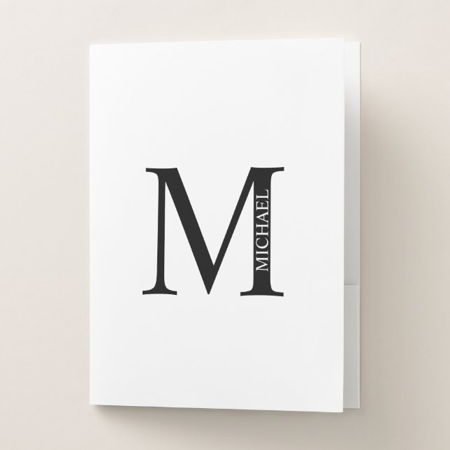 Personalized Monogram and Name Pocket Folder (Front)