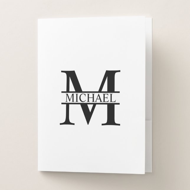 Personalized Monogram and Name Pocket Folder (Front)