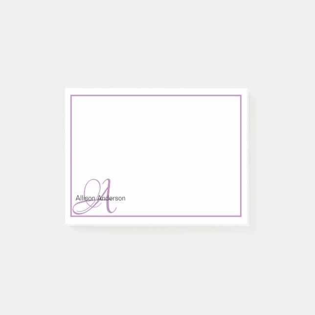 Personalized Monogram and name  Post-it Notes (Front)