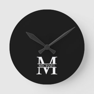 Personalized Monogram and Name Round Clock