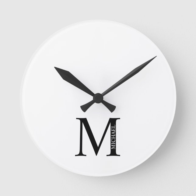 Personalized Monogram and Name Round Clock (Front)