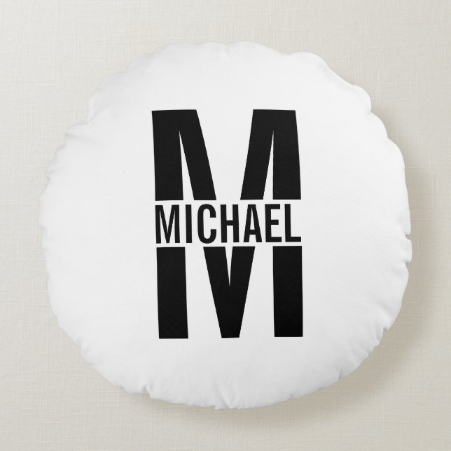 Personalized Monogram and Name Round Pillow (Front)