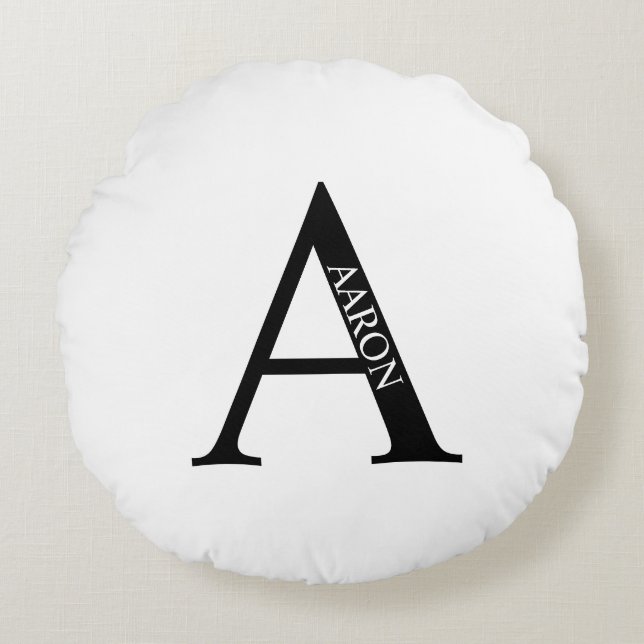 Personalized Monogram and Name Round Pillow (Front)