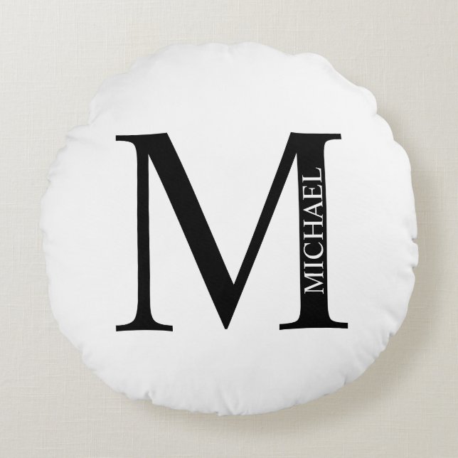 Personalized Monogram and Name Round Pillow (Front)