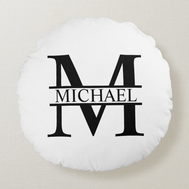Personalized Monogram and Name Round Pillow (Front)