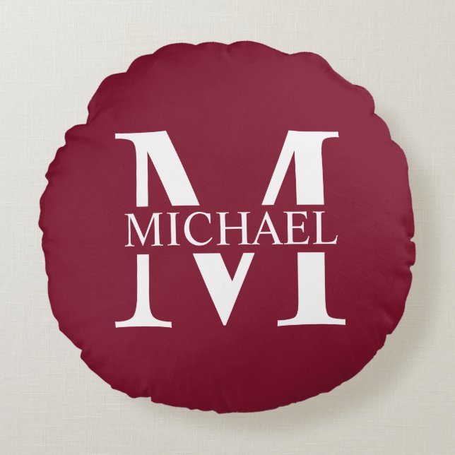Personalized Monogram and Name Round Pillow (Front)
