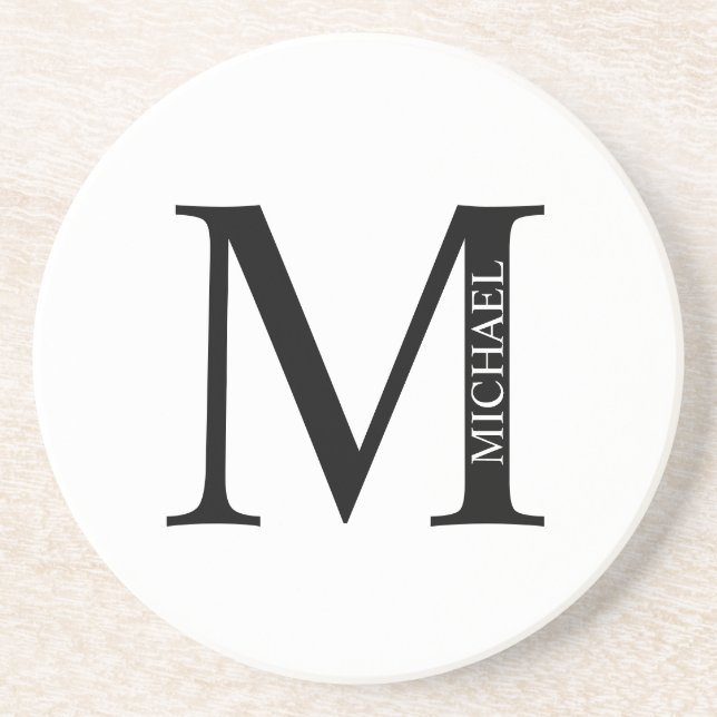 Personalized Monogram and Name Sandstone Coaster (Front)