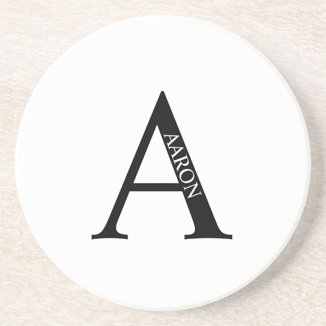 Personalized Monogram and Name Sandstone Coaster (Front)