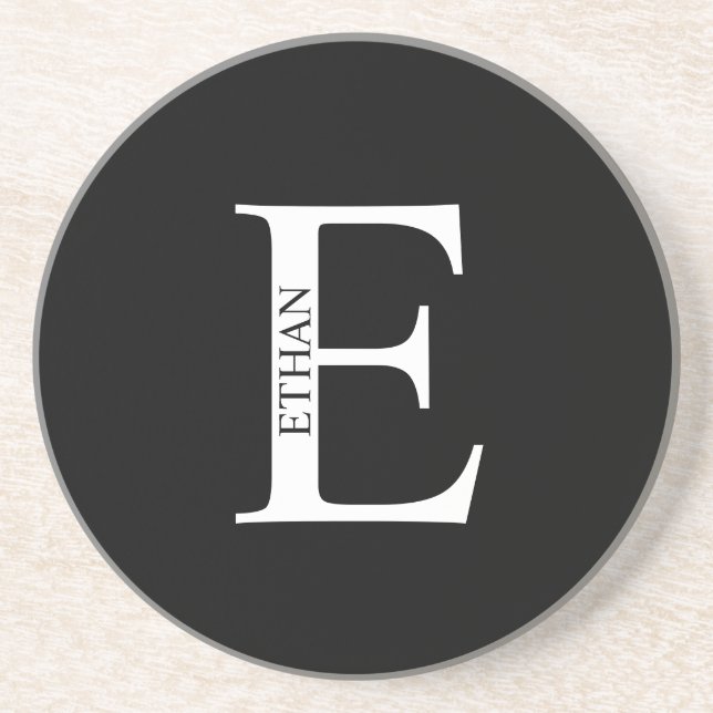 Personalized Monogram and Name Sandstone Coaster (Front)